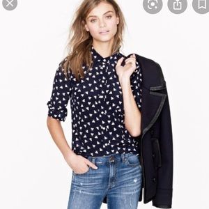 JCrew Silk Shirt in French Hen, Size 0